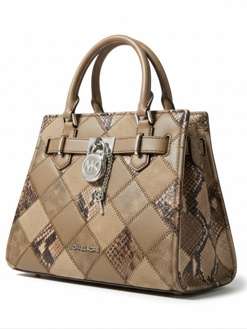 Michael Kors Taupe Patchwork Leather Satchel - Authentic